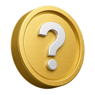 En la página de preguntas frecuentes, moneda decorativa de oro 3D con un signo de interrogación